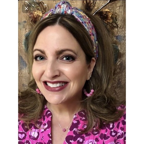 ? NEW Lele Sadoughi Shimmer Confetti Metallic Silver Knotted Headband ? main image 5